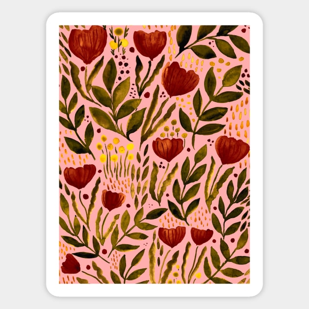 Watercolor flower garden -  purple and pink Sticker by wackapacka